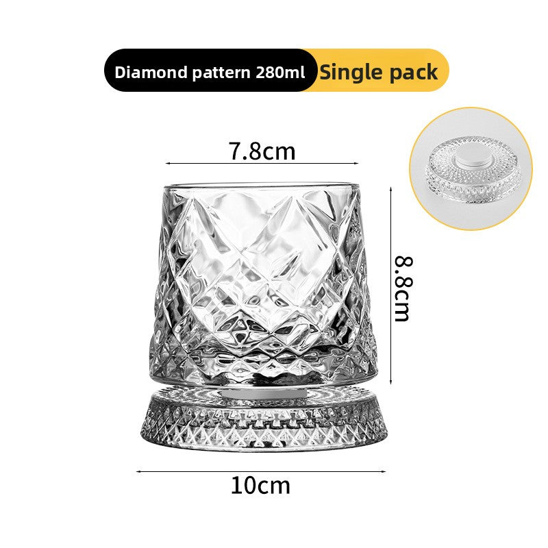 Rotating Whiskey Glass Non-Spill Crystal Cup